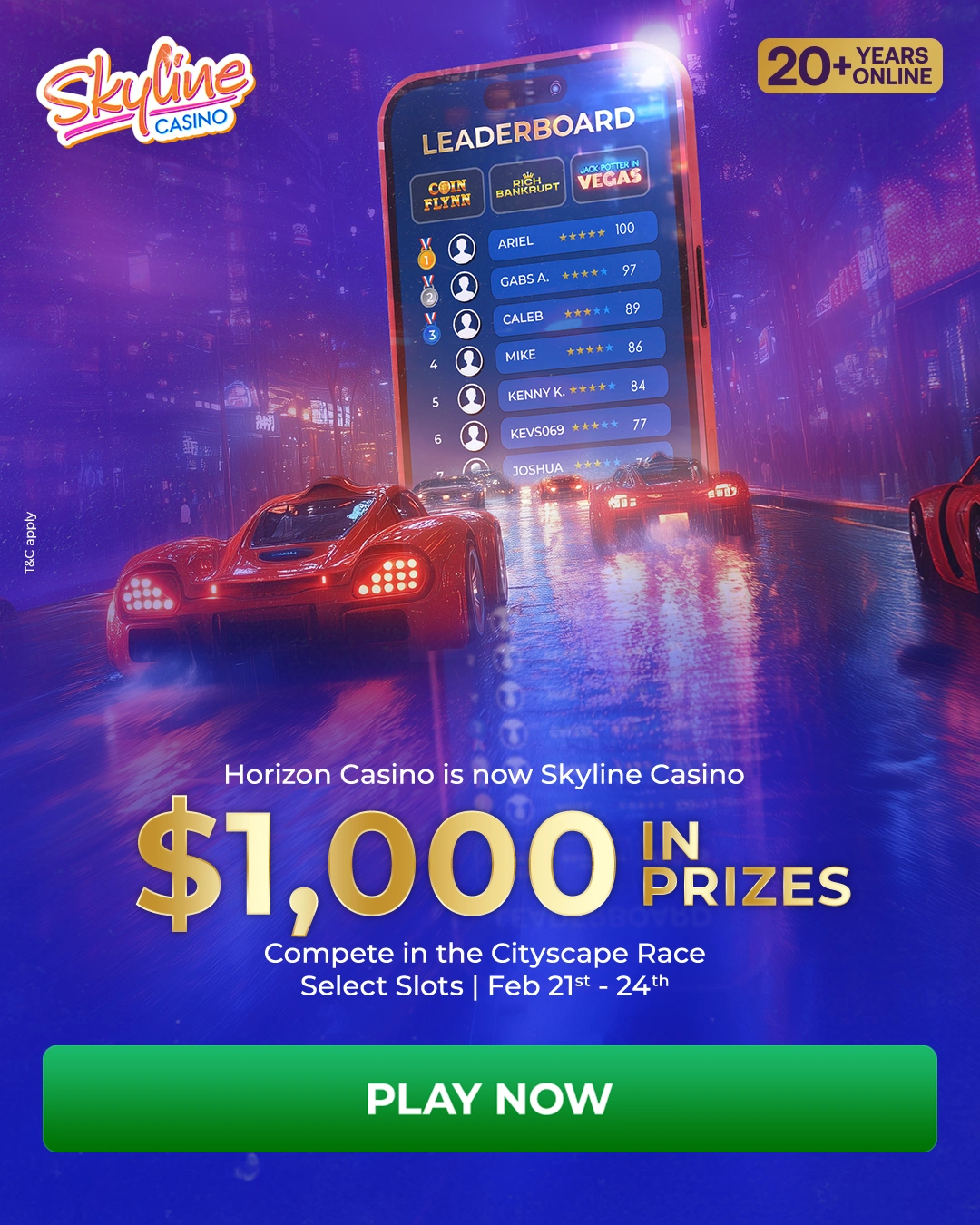 Horizon Casino is now Skyline Casino $1,000 in prizes