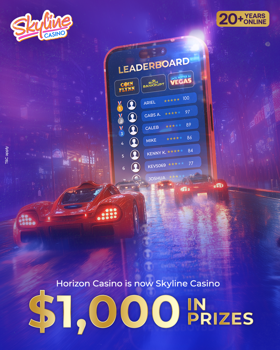 Horizon Casino is now Skyline Casino $1,000 in prizes